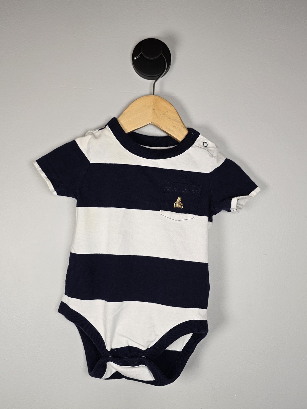 GAP Navy & White Striped Baby One-Piece Cotton Bodysuit